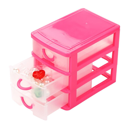Mini gaveteiro de mesa de plástico com 3 compartimentos 2