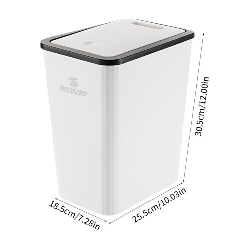 Weißer Abfalleimer mit Druckdeckel, 12 l 1