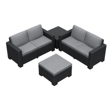Keter California Double 2 Seater 83% recycled Outdoor Garden Furniture Chaise Lounge Set - Graphite with Grey Cushions
