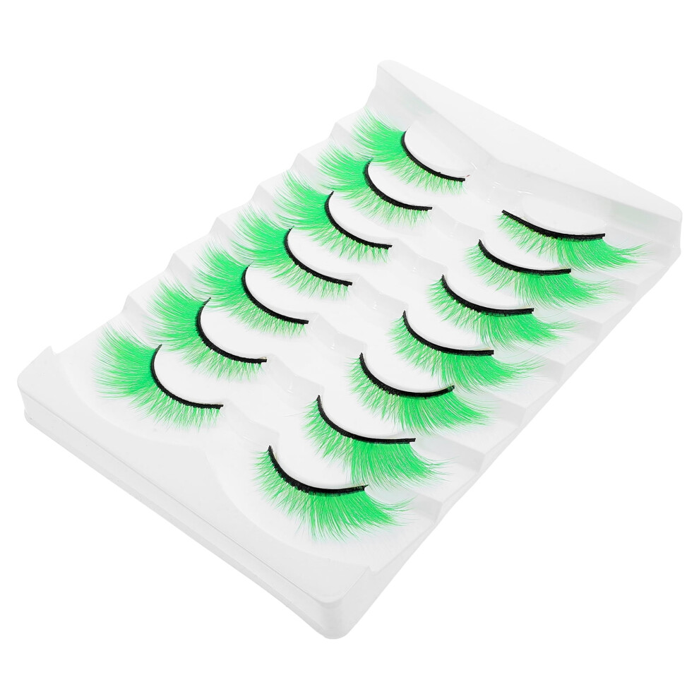 Green False Eyelashes for St. Patrick's Day Cosplay 7 Pairs