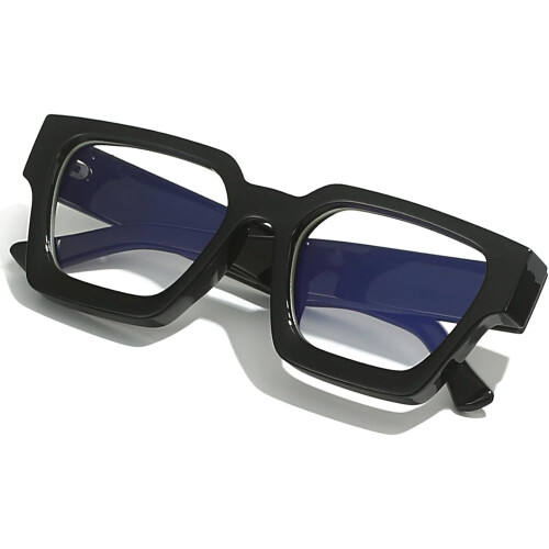 Quadratische, dicke Blaulichtfilterbrille, schwarz