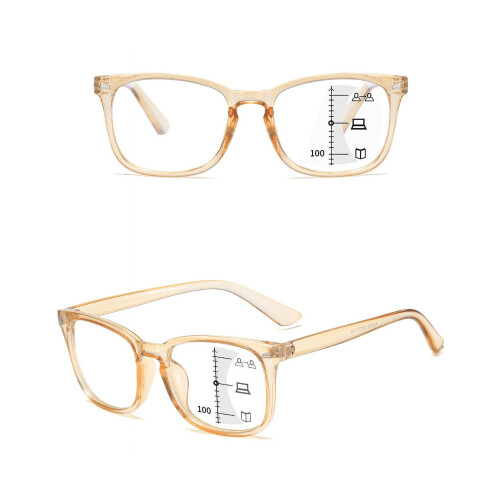 Óculos de leitura com lentes transparentes e bloqueio de luz azul.