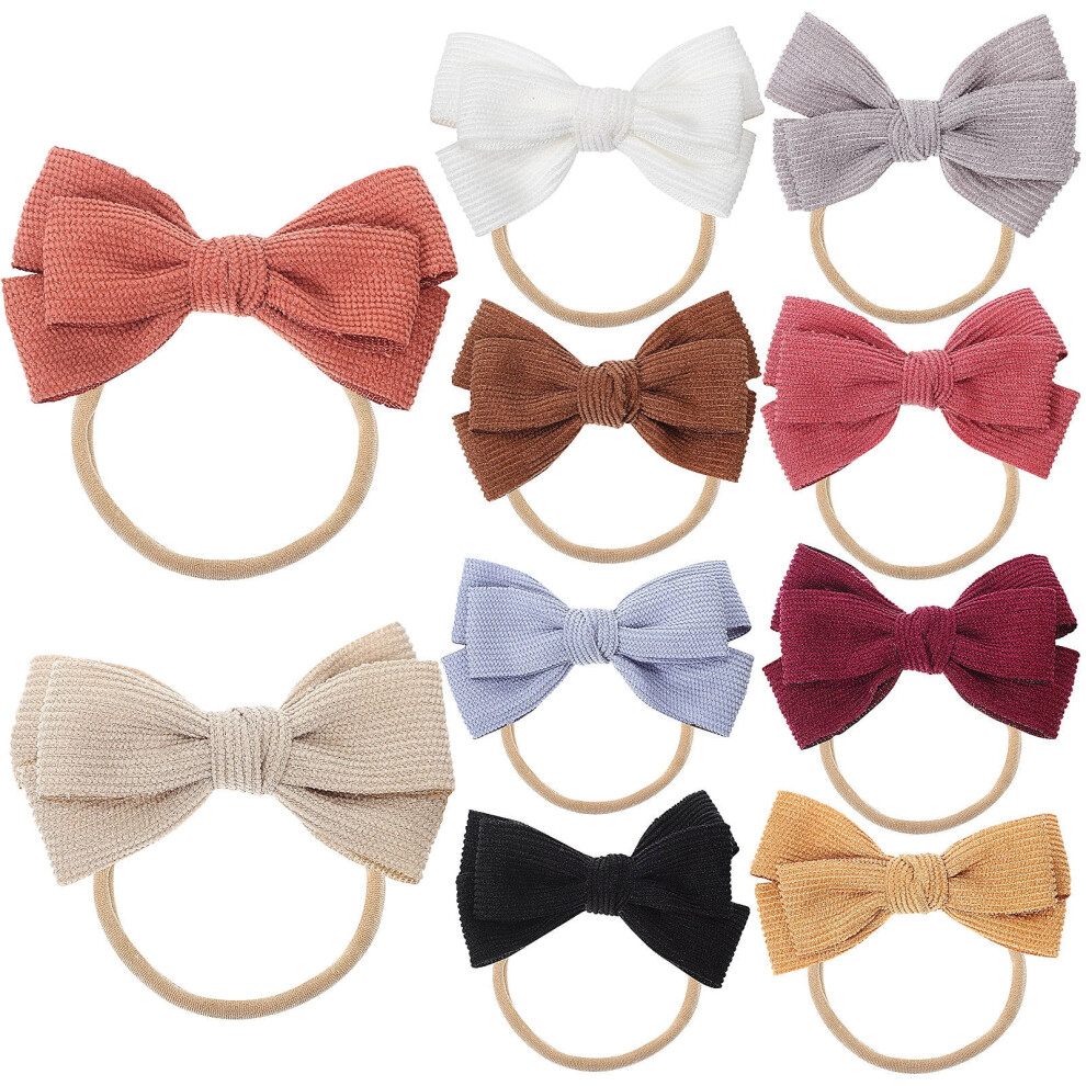 Unisex 10-Piece Baby Bow Headband Set Â Nylon, Assorted Colours