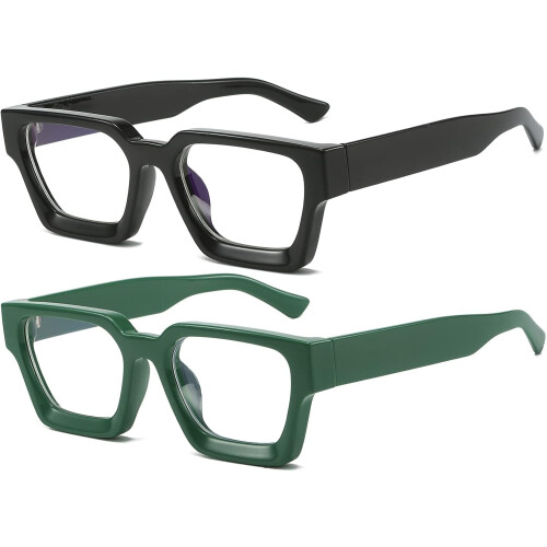Quadratische Blaulichtfilterbrille mit dickem Rahmen