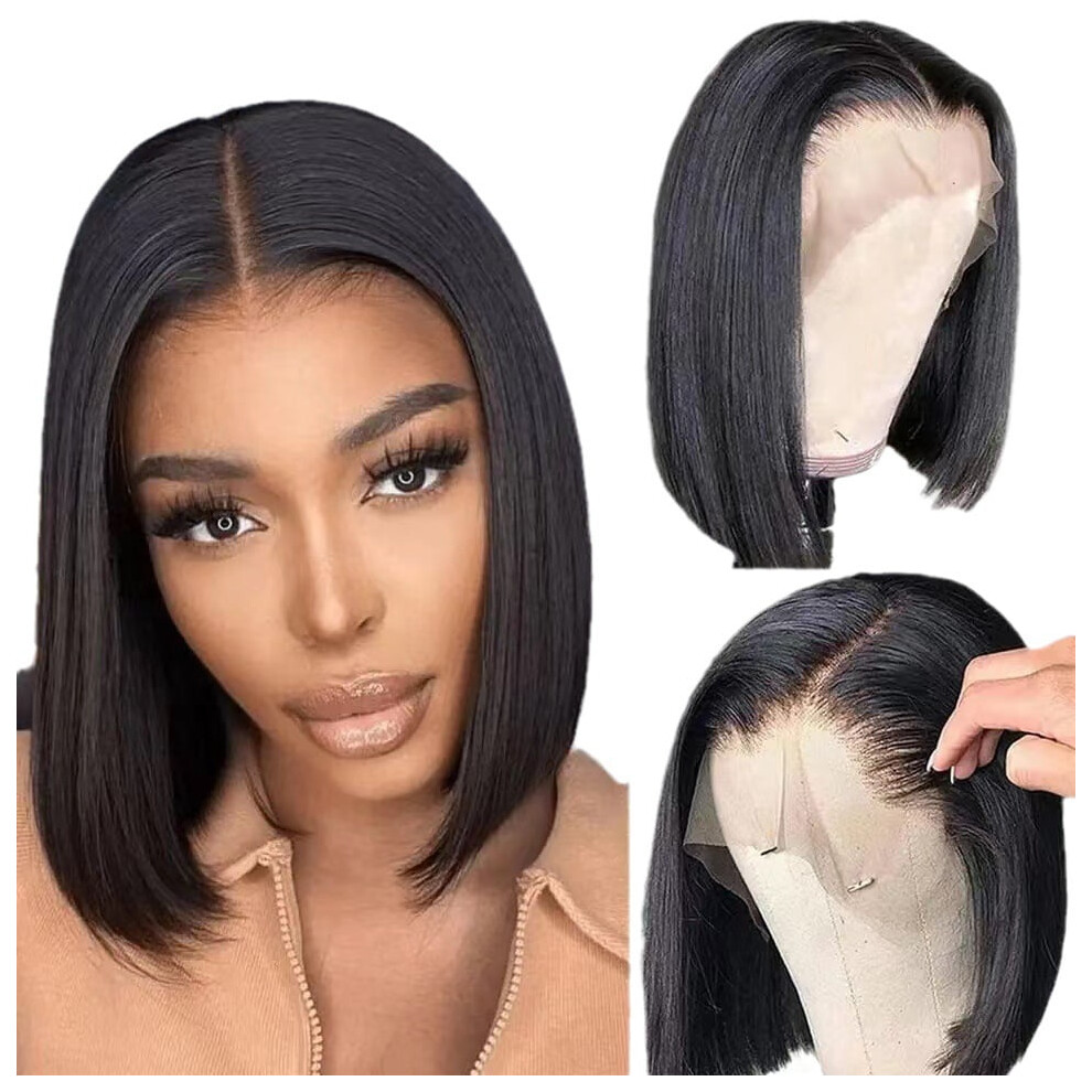 Unisex Brazilian Virgin Human Hair Bob Wig, Straight, Lace Front