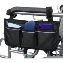 Bolsa lateral para cadeira de rodas com porta-copos – Preta