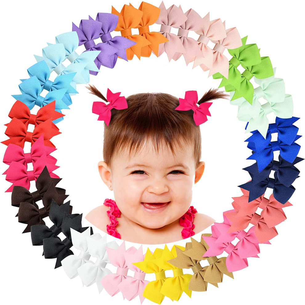 Unisex 40 Pcs Baby Hair Clips Â Soft Grosgrain Bows For Girls