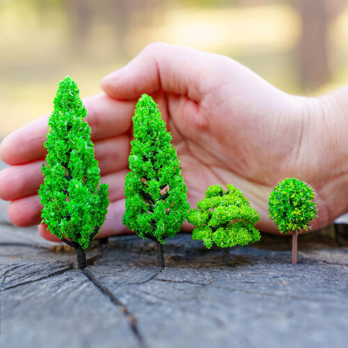 Set di 55 mini alberi realistici per diorami 1
