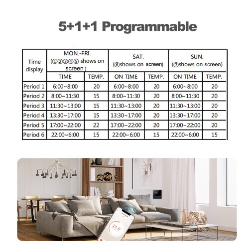 Intelligenter WLAN-Thermostat mit dimmbarem LED-Display 1