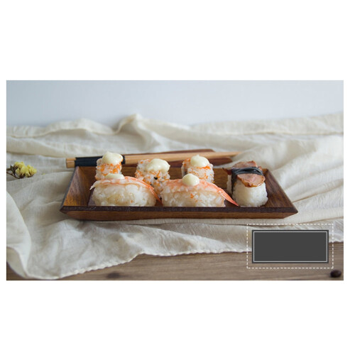 Sushi-Tablett aus Holz, 21,5 x 11,5 x 2 cm 2
