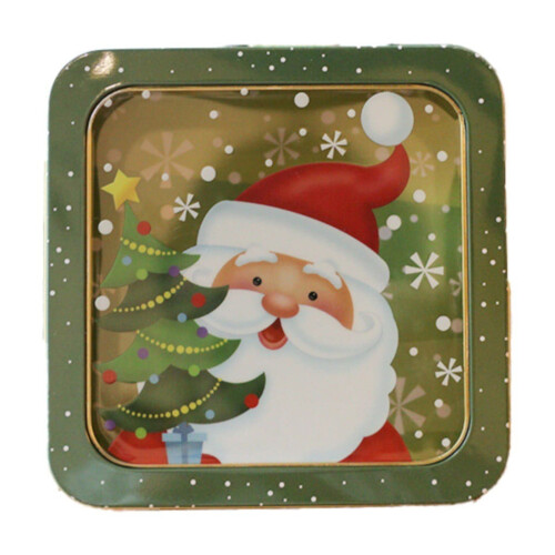 Christmas candy tin box square with gold accents 1