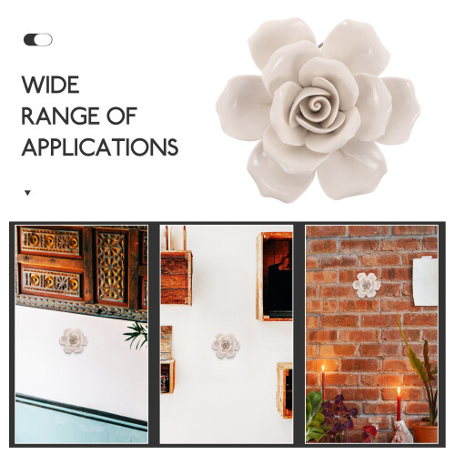 Ceramic Rose Wall Decor – White 3D Floral Hanging Piece 2