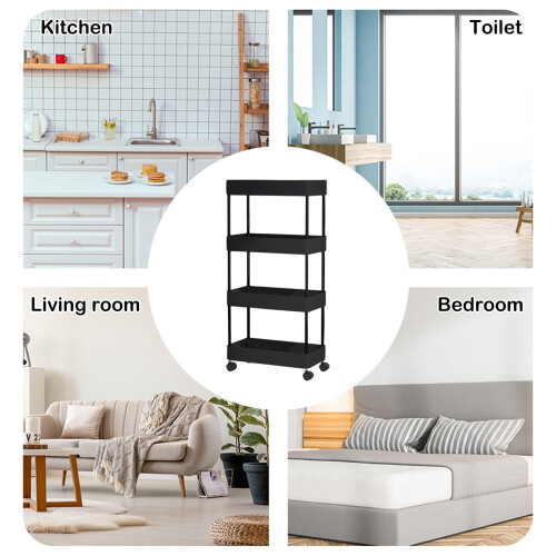Carrello portaoggetti mobile a 4 ripiani per cucina e bagno 2