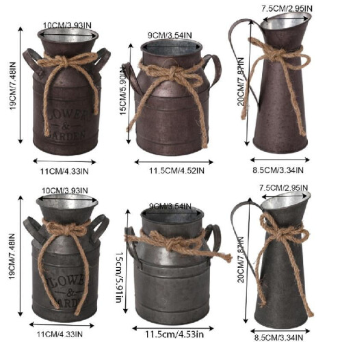 Metal Milk Can Vase with Rust Finish 2