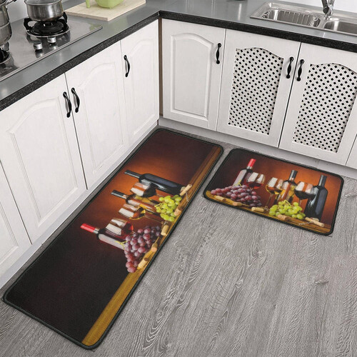 Red Wine Kitchen Rug Set 2-Piece 2