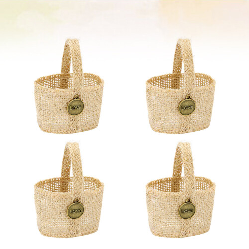 Blomkorg i linne för bröllop – 4-pack 2
