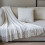 White Knitted Fringed Throw Blanket 180x130cm 4