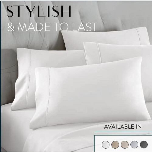 Ensemble de draps en microfibre pour lit double avec poches profondes 2