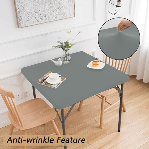 Gray Polyester Stretch Square Tablecloth 86x86cm 2