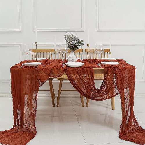 Boho Gauze Table Runner Orange 90x400cm 2