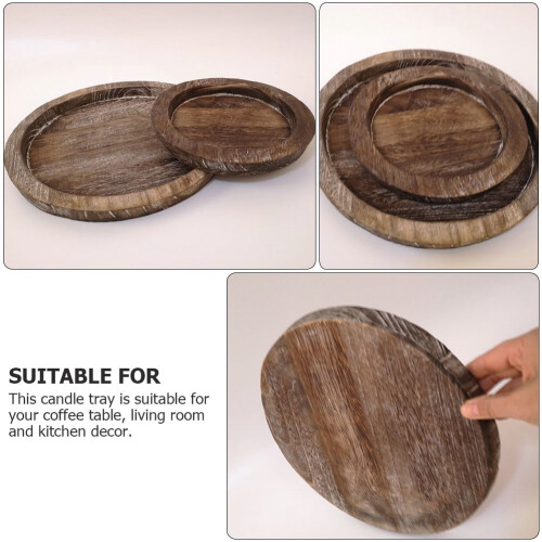 Rundes Serviertablett aus Holz – Rustikales Dekotablett, 29 cm 1