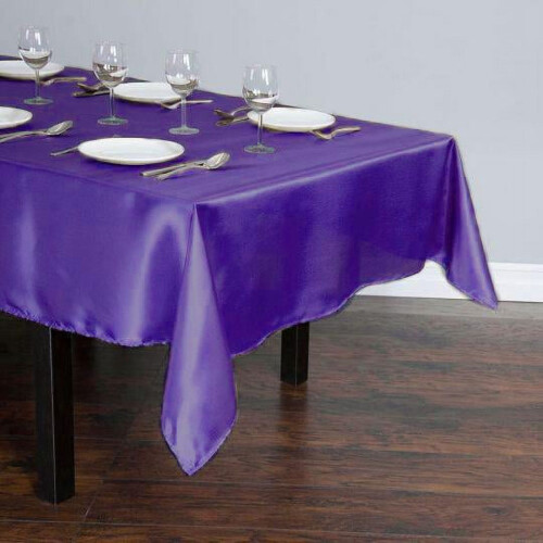 Purple Satin Rectangular Tablecloth 60 x 102 in 2