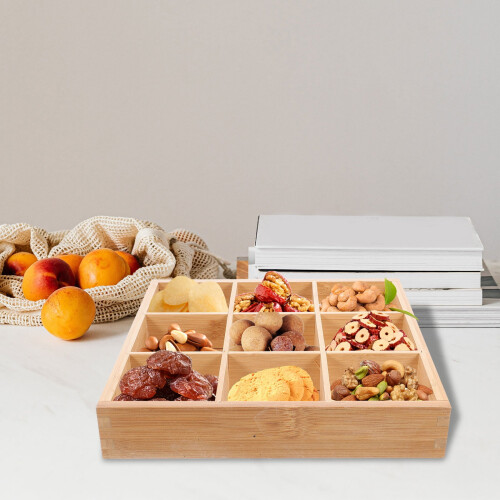 Bamboo Multi-Compartment Serving Tray 30x30cm 2