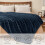 Navy 3D Checkered Fleece Throw Blanket 5