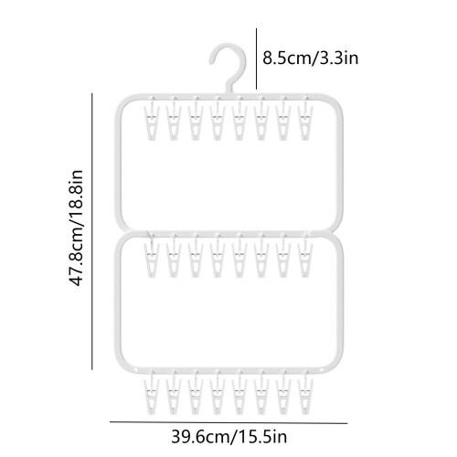 18-Clip Sock Hanger – PS Material, Windproof & 2