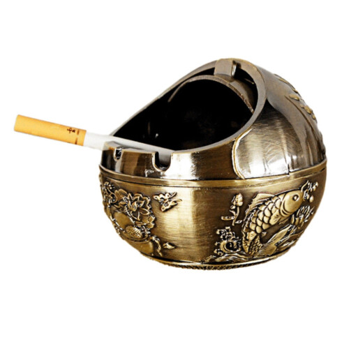 Fish-Shaped Alloy Ashtray with Lid, 10 cm 1