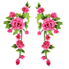 Vibranting Floral Flower Sewing On Patches Craft From-Rose Red