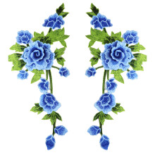 Vibranting Floral Flower Sewing On Patches Craft From-Blue