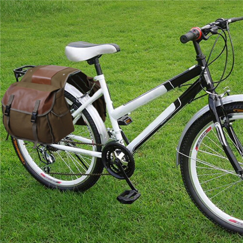 Motorcycle Saddle Bag Canvas & Leather 2 Side Pockets 2