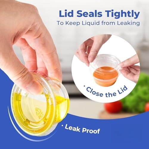 3.25 oz Plastic Sauce Cups with Lids, 250 Pack 2