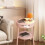 Pink Plastic Side Table with Drawer, 35x35x52cm 5