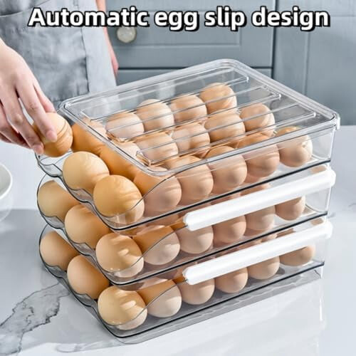 Clear PET Egg Holder for Fridge – 18-Egg Rolling Organizer 2