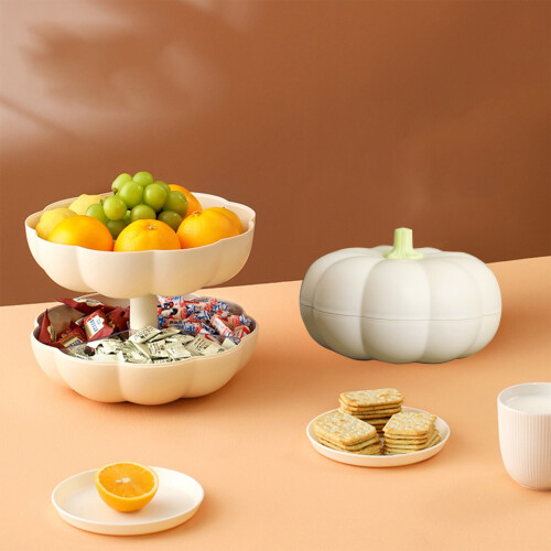 White Pumpkin-Shaped 3-Compartment Serving Tray 2
