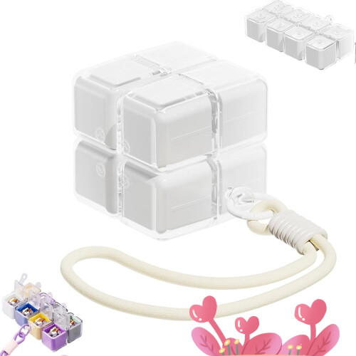 Magic Cube Pillenbox mit 8 Fächern, tragbar