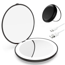 Compacte LED-make-upspiegel (1x) / 10x3,5 inch (oplaadbaar)