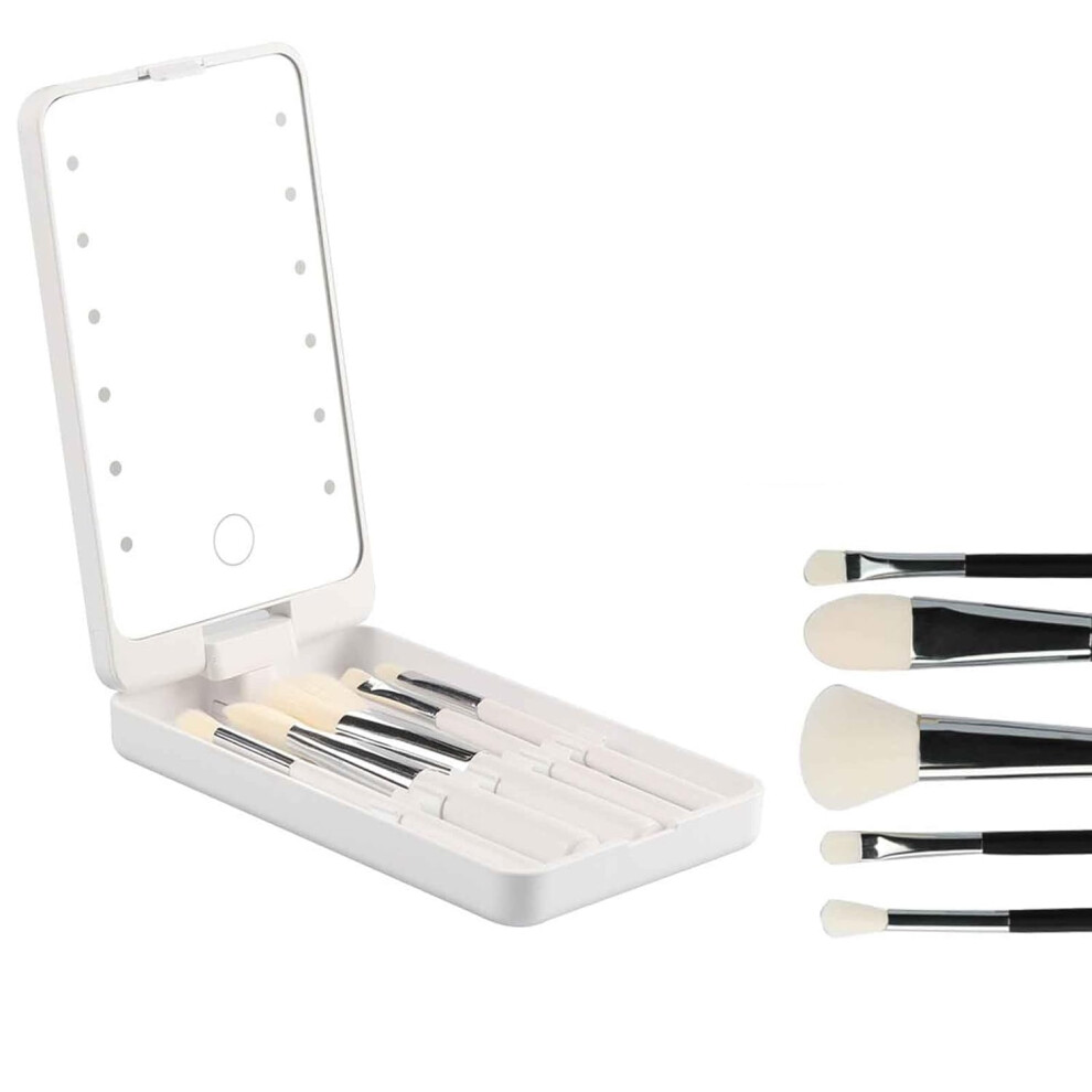 Portable rechargeable makeup brush set white 5-piece