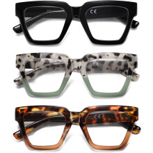 Lunettes de lecture carrées surdimensionnées anti-lumière bleue pour femmes (lot de 3)
