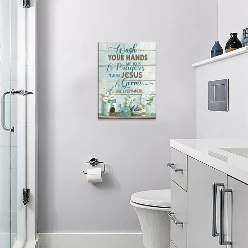 Bathroom Rules Canvas Print 12 x 16 in 1