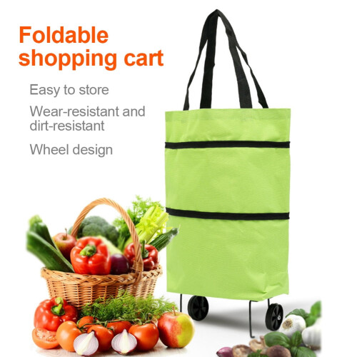 Portable folding shopping trolley lightweight with wheels 2