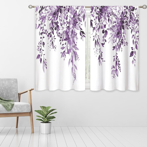 Purple Eucalyptus Kitchen Curtains 27.5x39 in (2 pcs) 2