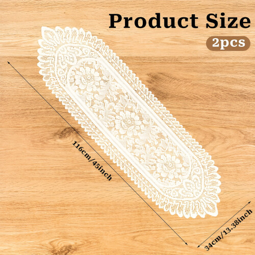 White Lace Table Runner Set 2 pcs 114 x 33 cm 1