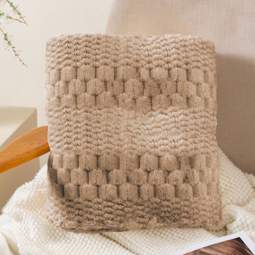 Throw Blanket Khaki 70x100cm Soft Thick 2