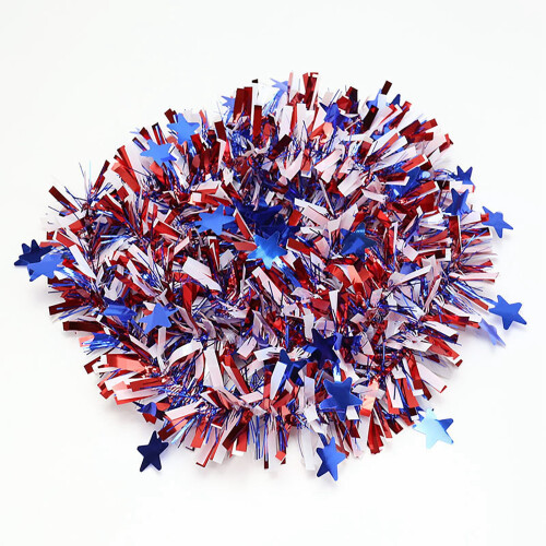 Rood-wit-blauwe patriottische slinger van lametta, 2 meter 2
