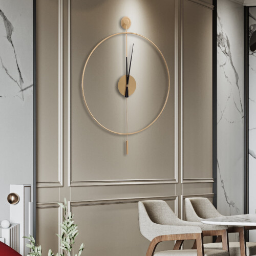 60cm Gold Modern Silent Wall Clock with Pendulum 2