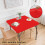 Stretch Square Tablecloth 86 cm Polyester Red 4