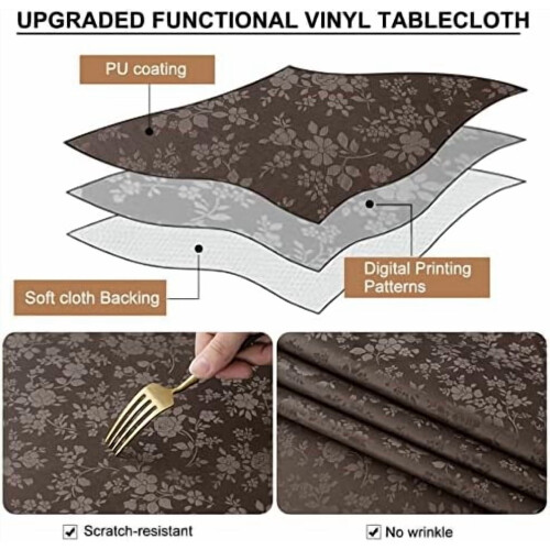 Floral Embossed Vinyl Tablecloth, Rectangle 1